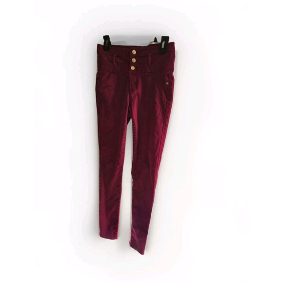 Refuge Hi - Waist Super Skinny Jeggings Pants Womens Size 4 Maroon Burgandy Red - Picture 2 of 13